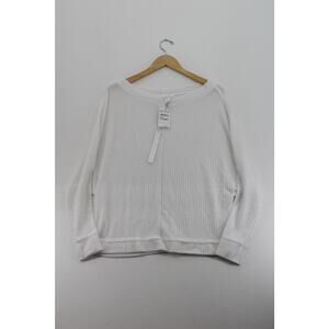 NWT Nordstrom white classiccore waffle knit basic sweater womens large basic